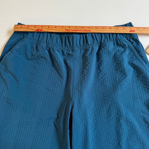 Title Nine Slaycation Wide Leg Cropped Pants Size XL NEW Deep Lagoon Textured - Picture 9 of 16